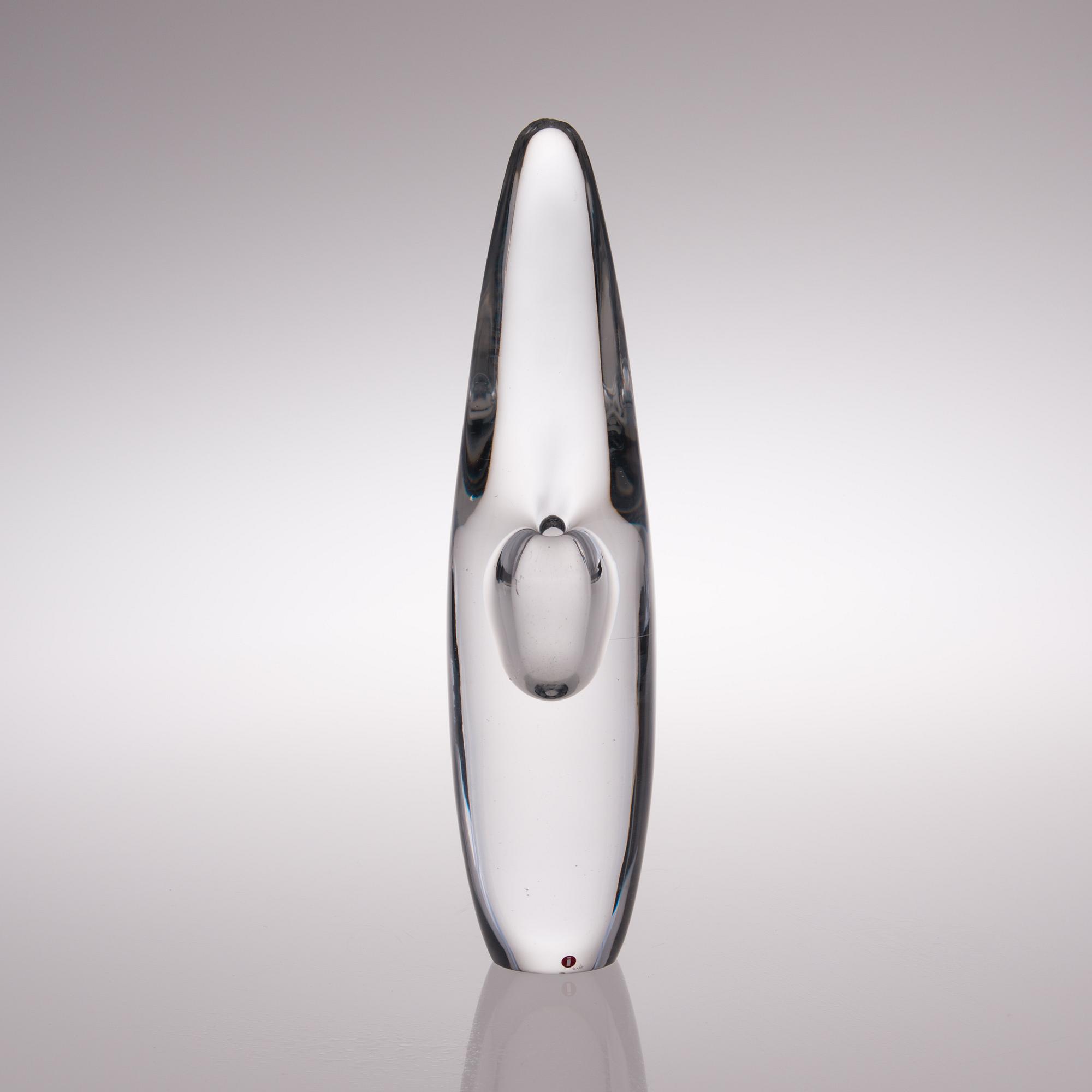 A GLASS SCULPTURE 'Orchid', signed Timo Sarpaneva Iittala -57.