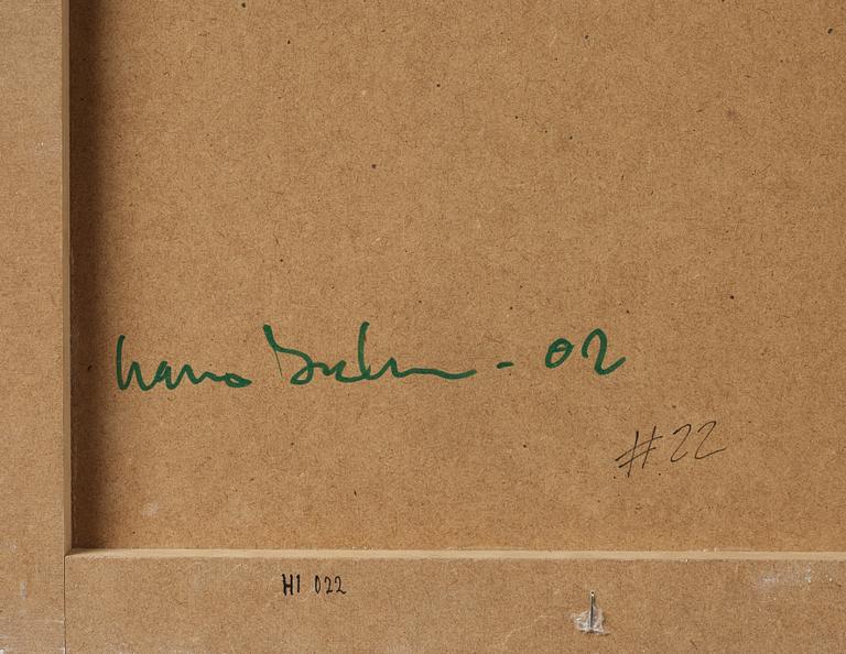 Hans Isaksson, panel, three match cases and a bowl in metal, signed and dated -02.