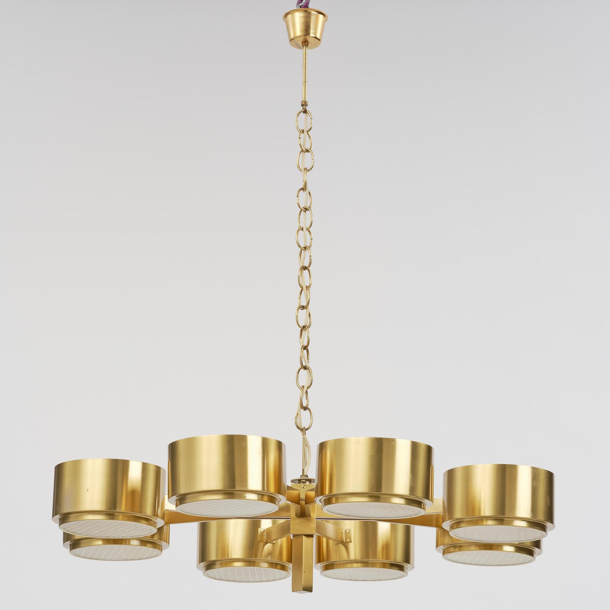 Hans-Agne Jakobsson, taklampa, modell "T 493/8", Hans-Agne Jakobsson AB, Markaryd, 1970-tal.