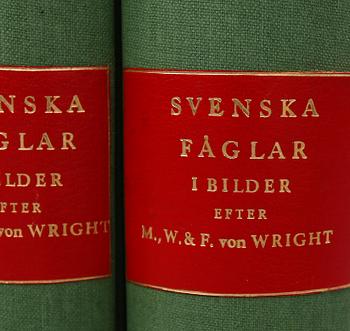 BÖCKER: Svenska Fåglar av M,W &F von Wright, 1924, 3 volymer.