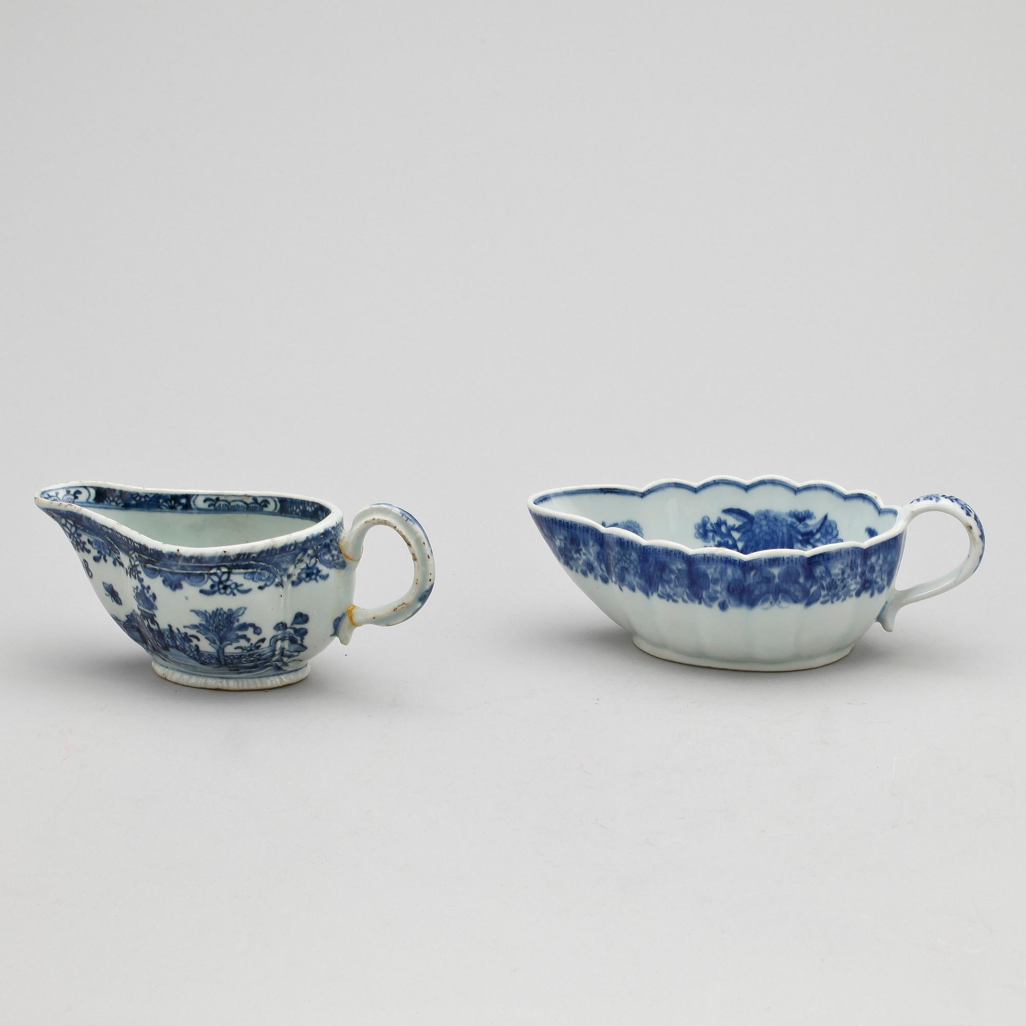 SÅSSNIPOR 2 st, kompaniporslin, 1700-tal. Kina.