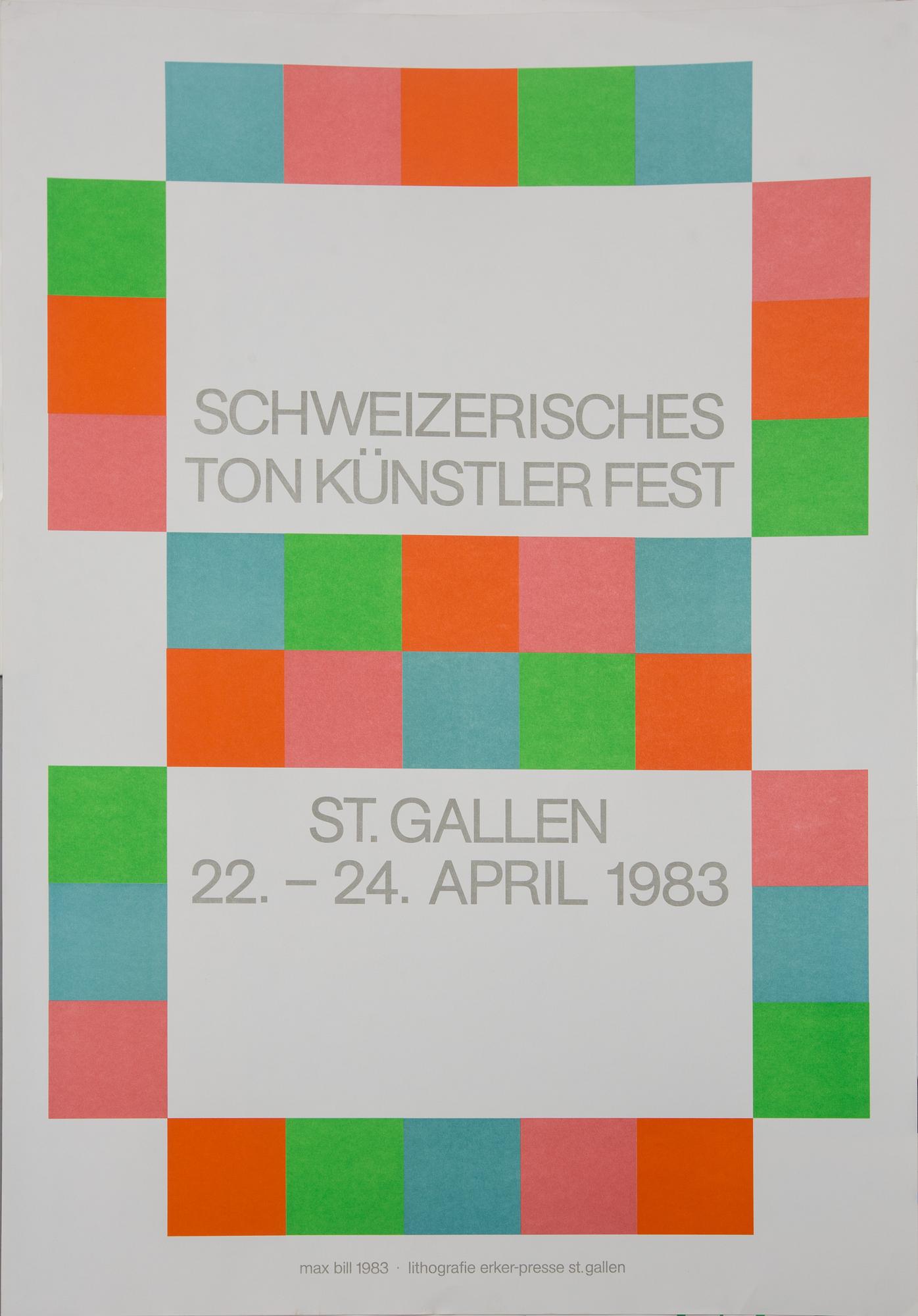 UTSTÄLLNINGSAFFISCHER, 3 st, Fiedler, Doratio, Max Bill.
