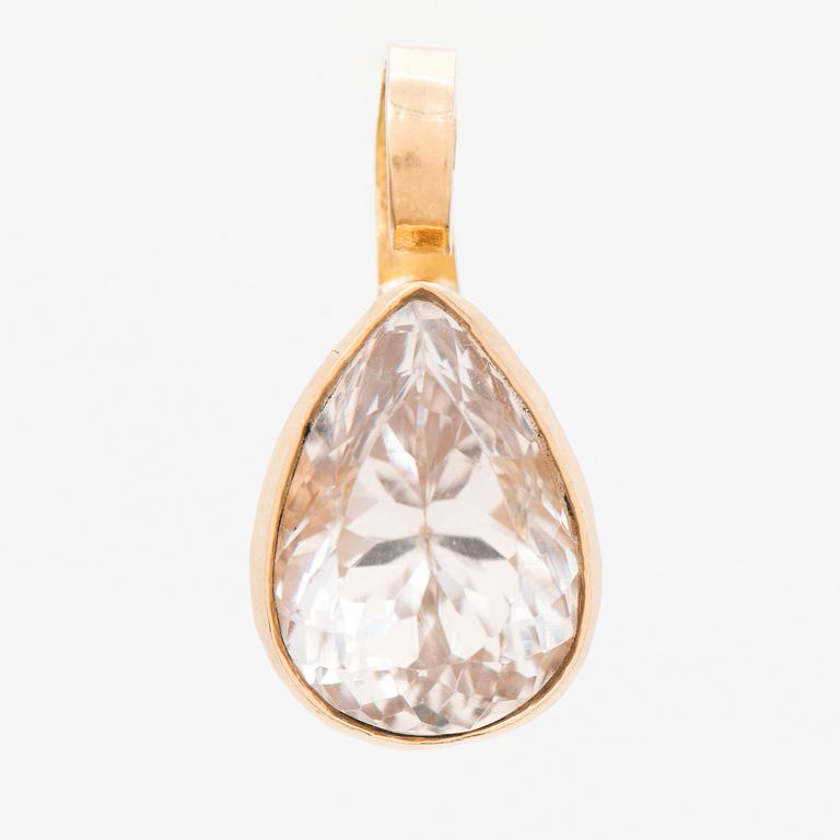 HÄNGE, droppslipad kunzit, 18K guld. Berndt Böhme, Göteborg.