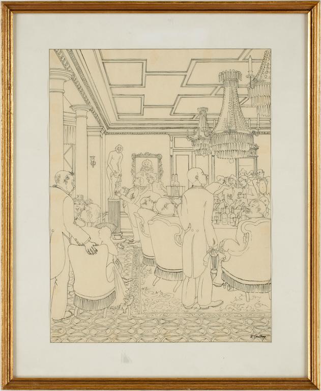 RUDOLF CARLBORG, 9 st, tuschteckningar, sign.