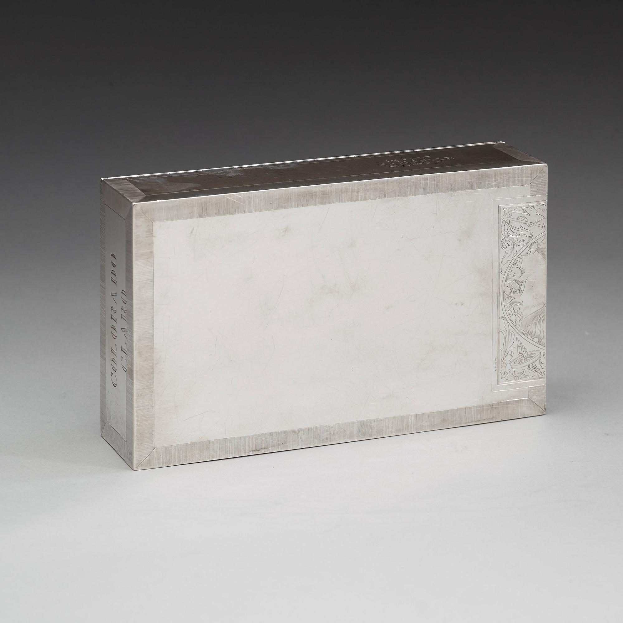 C G HALLBERG, Stockholm 1908, cigarrskrin, silver.