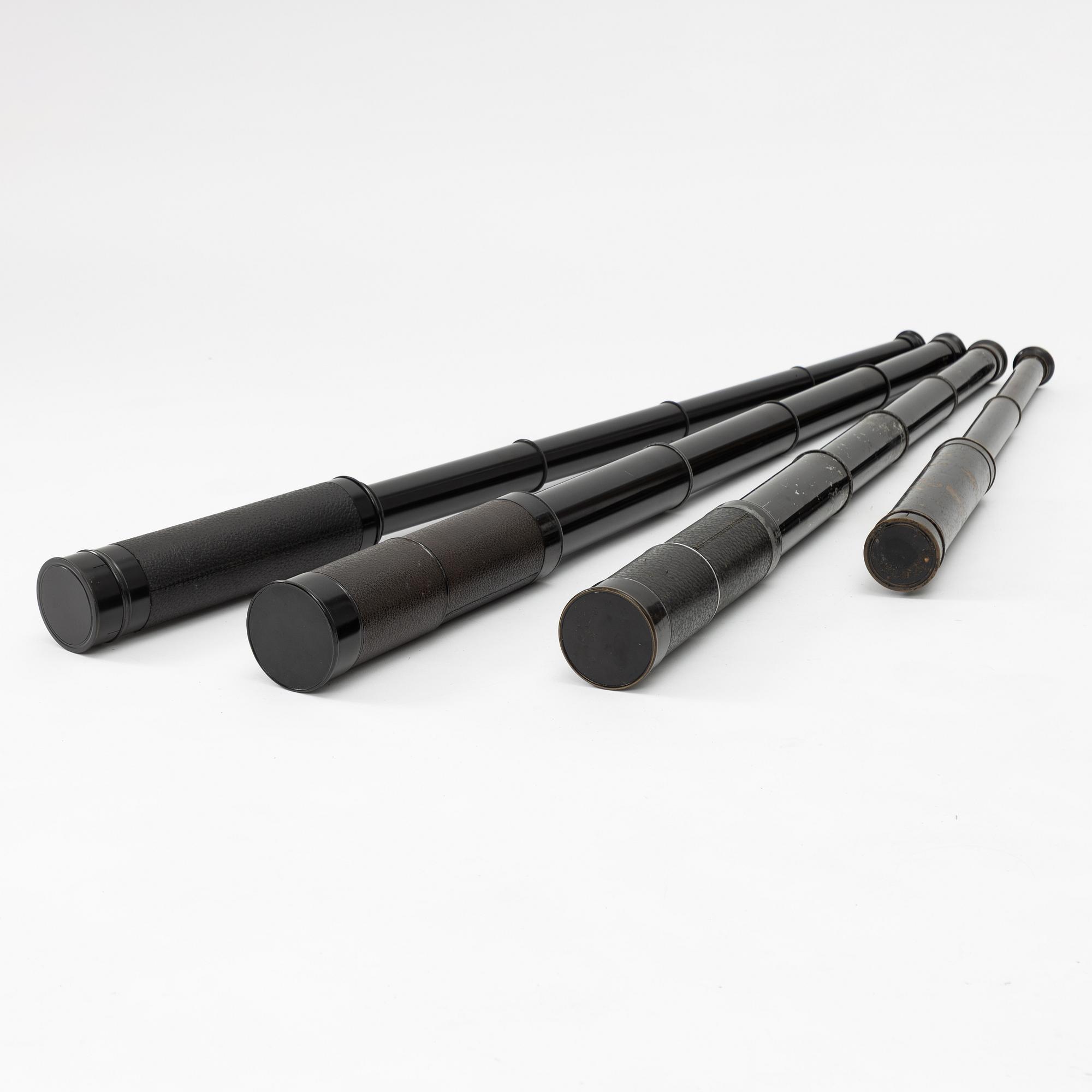 Four telescopes, 20th century, of which 2 by Busch.