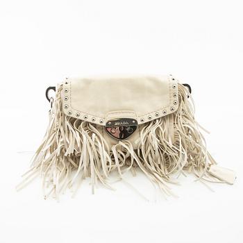 Prada, Bag "Cream Vitello Shine Leather Fringe Shoulder Bag".