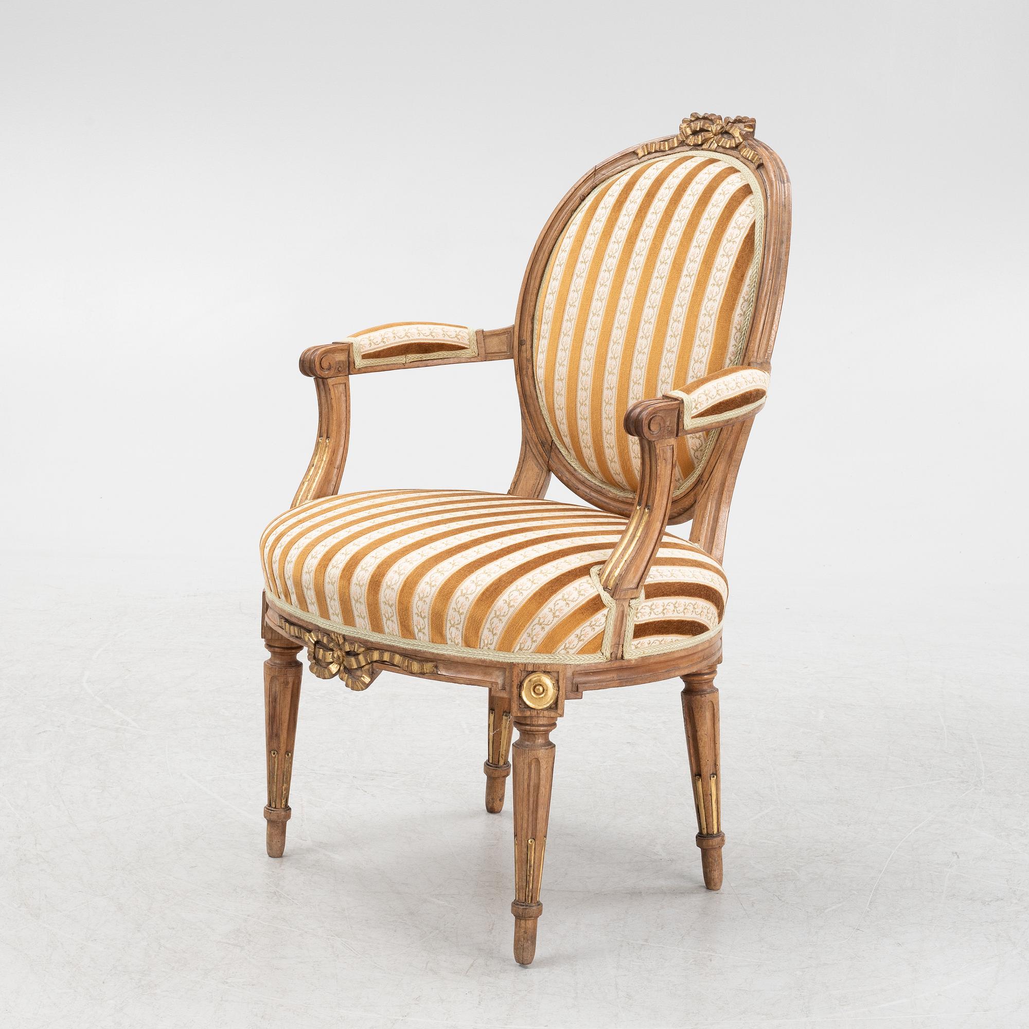 A Louis XVI armchair, Denmark, late 18th century.