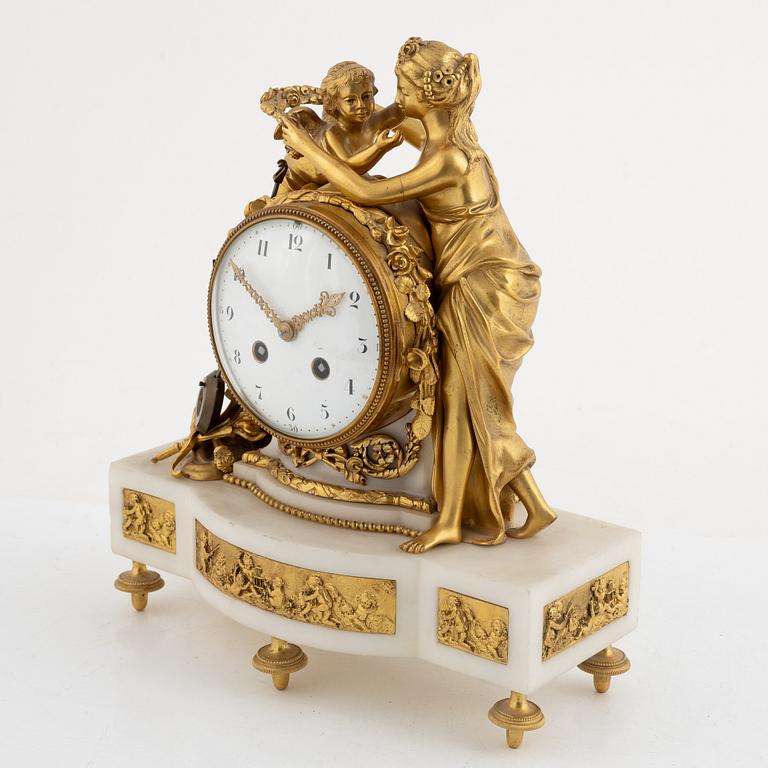 A Louis XVI-style mantle clock, circa 1900.