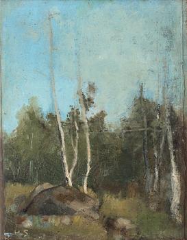 198. Helene Schjerfbeck, "Landskap med björkar" (Landscape with birch).