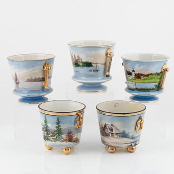 5 pieces flower pots, mostly Gustavsberg and Rörstrand.