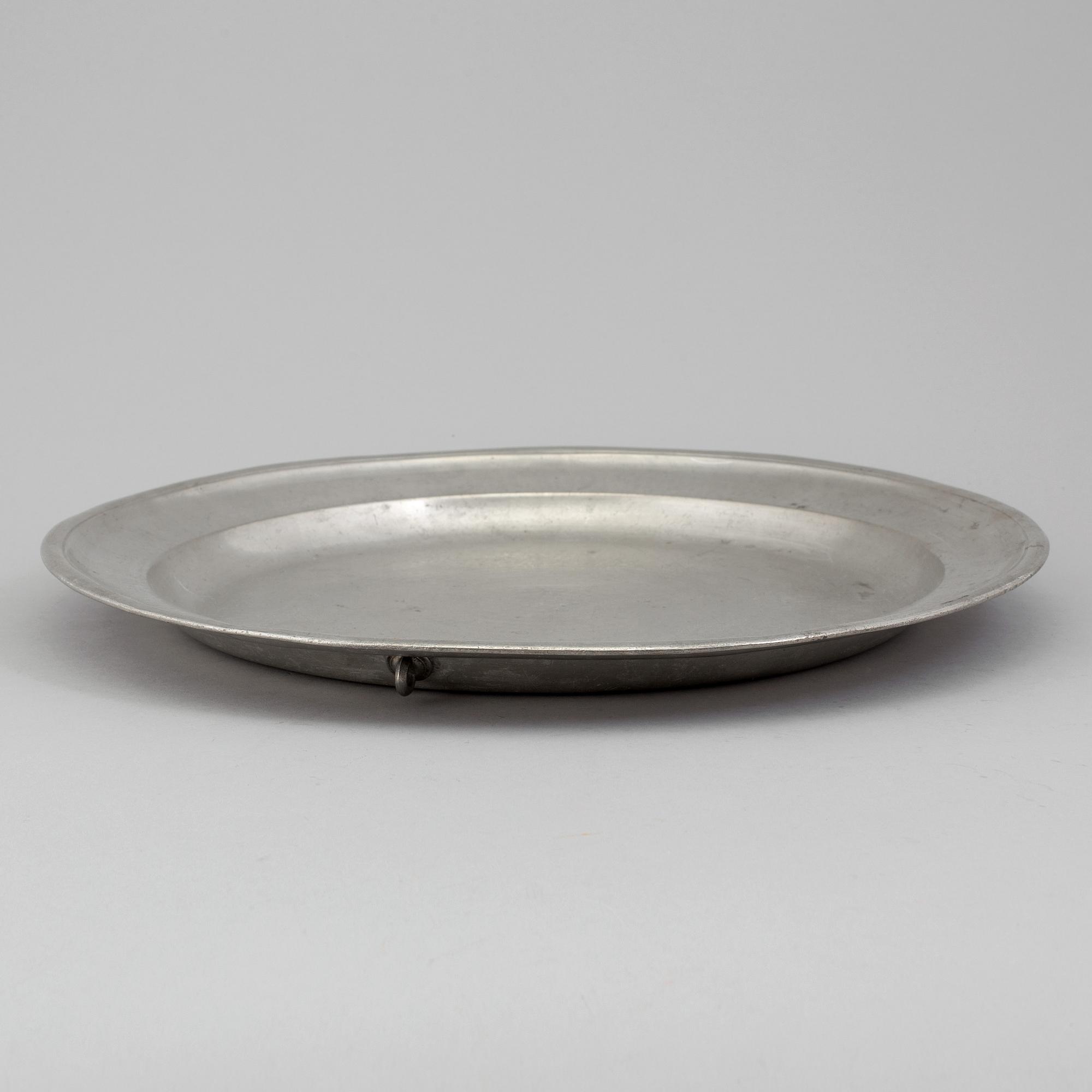 A Swedish 18th century pewter plate with unclear hallmarks.
