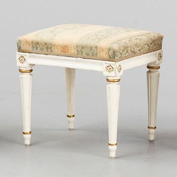 A Gustavian stool, late 18th century.