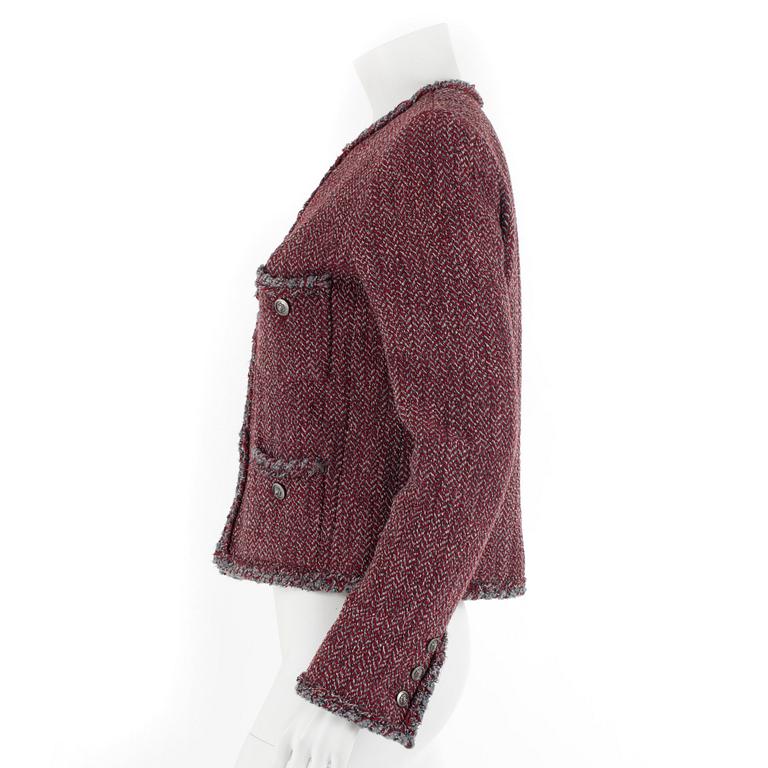 CHANEL, a red woolblend jacket. French size 42.