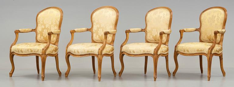 Four armchairs by Georges Jacob (master in Paris 1765-1814), Louis XV, 18th century.