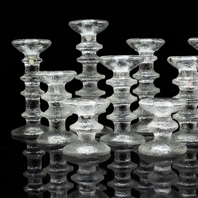 TIMO SARPANEVA, eleven glass 'Festivo' candle holders, for Iittala.