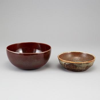 CARL-HARRY STÅLHANE, two unique stoneware bowls, Rörstrand, signed and dated -59 & 60.