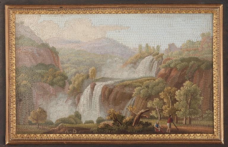 An Italian micromosaic plaque by  Antonio de Angelis, Rome 1809.