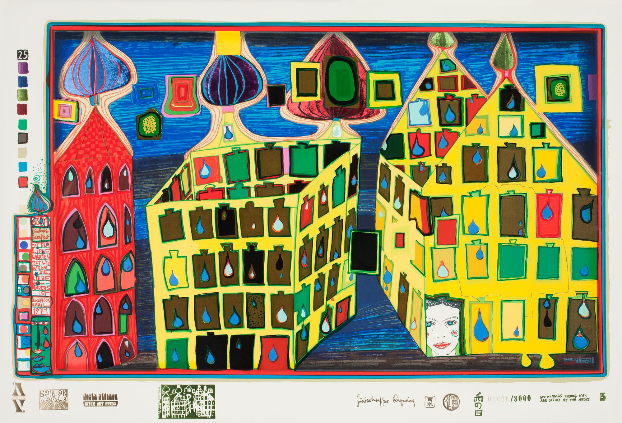 Friedensreich Hundertwasser, "Look at it on a rainy day (The Regentag portfolio)".