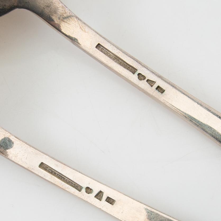 Skedar, 11 st, silver, 1769-1934, Sverige.