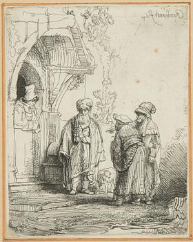 Rembrandt Harmensz van Rijn, "Three Oriental Figures" (Jacob and Laban).