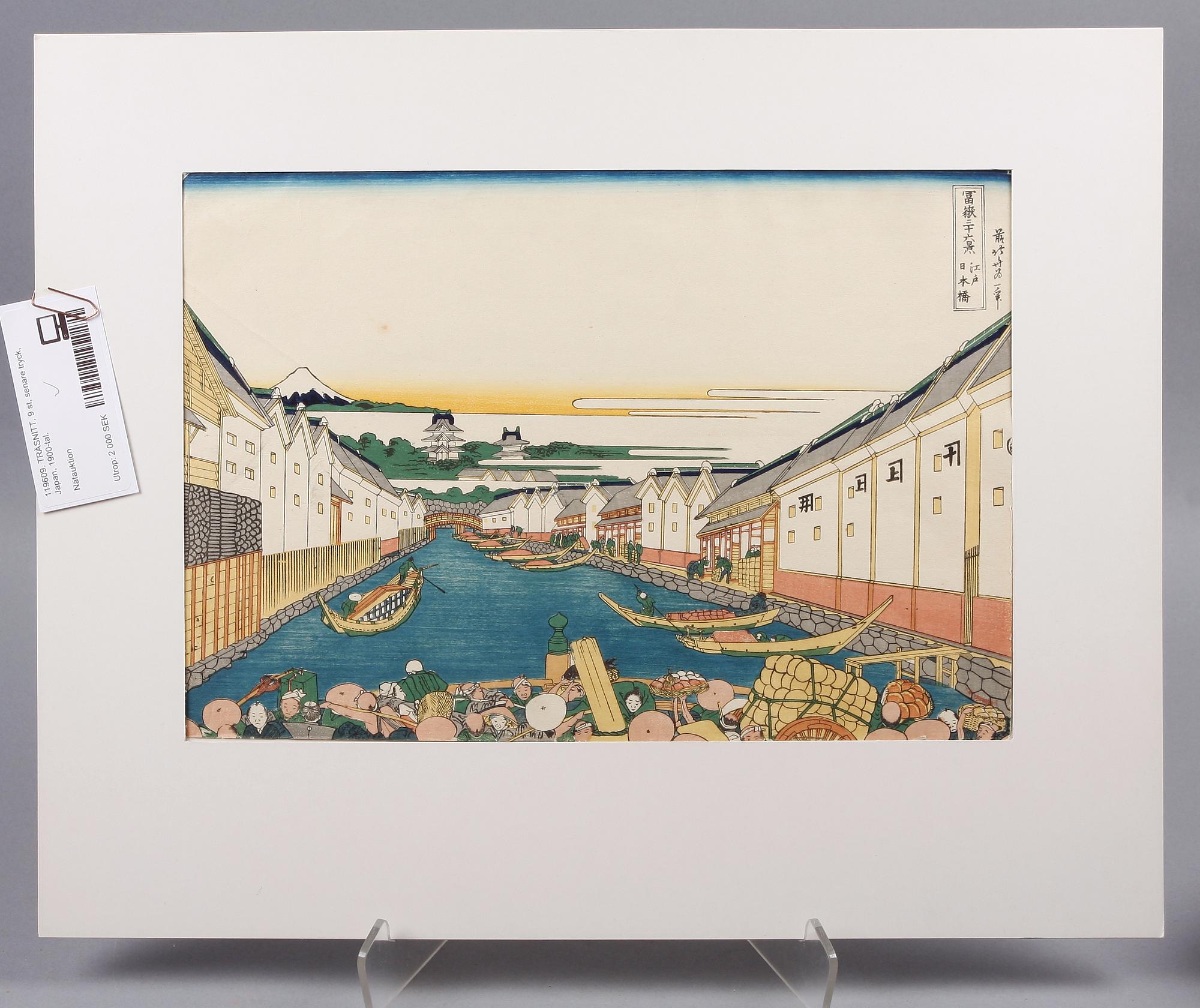 TRÄSNITT, 9 st, senare tryck, Japan, 1900-tal.