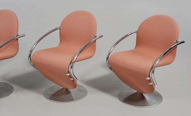 STOLAR, 4 st, Verner Panton för Fritz Hansen, "System 1-2-3", 1970-tal.