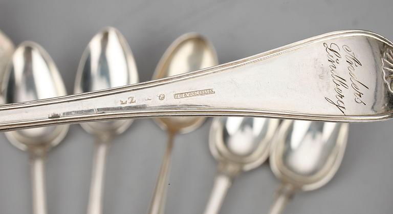 PART SILVER, 9 delar, bla Gustaf Theodor Folcker, 1800/1900-tal.