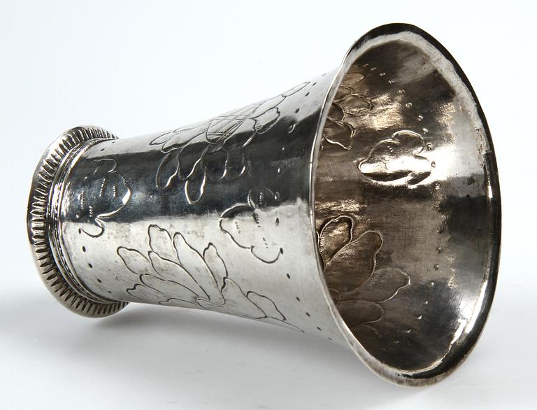 BÄGARE, silver, Johan Pettersson Berg, Norrköping, 1727-1762. Ca 80 gr.