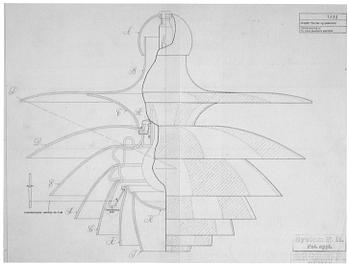 Poul Henningsen, "Septima 5" ceiling light, Louis Poulsen, Denmark ca 1929.