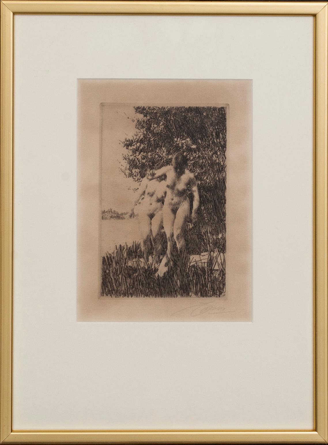 Anders Zorn, a signed etching from 1917.