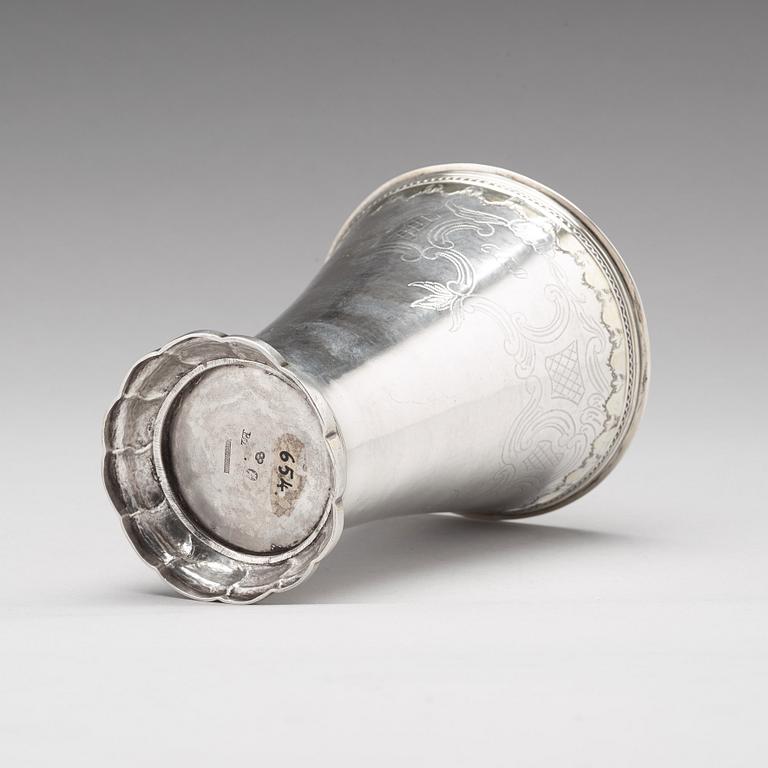 A Swedish 18th century parcel-gilt silver beaker, marks of Daniel Lundström Stockholm 1784.