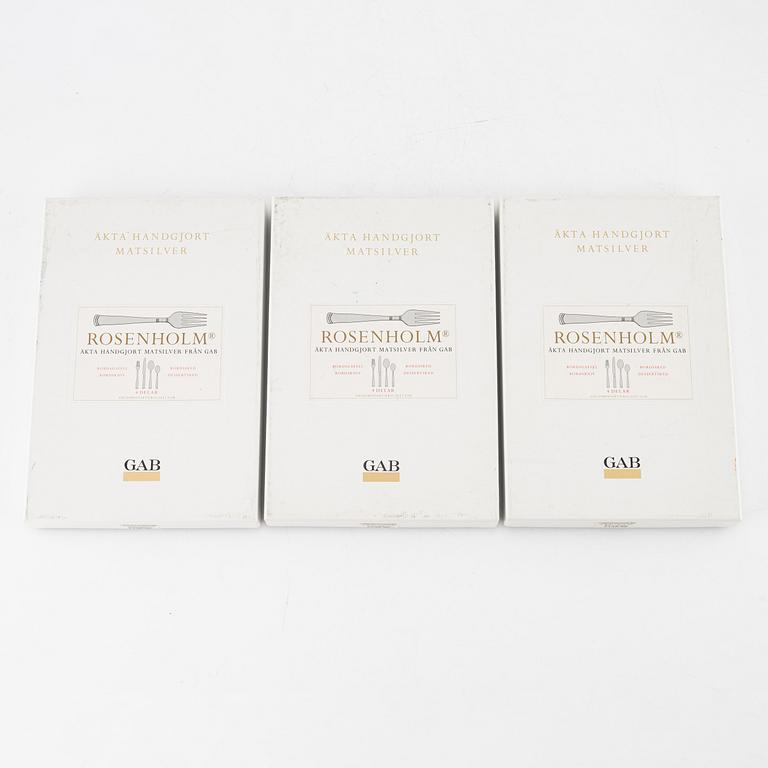 Jacob Ängman, bestickservisdelar, 12 st, silver, modell "Rosenholm", GAB, Eskilstuna, 1989-94.