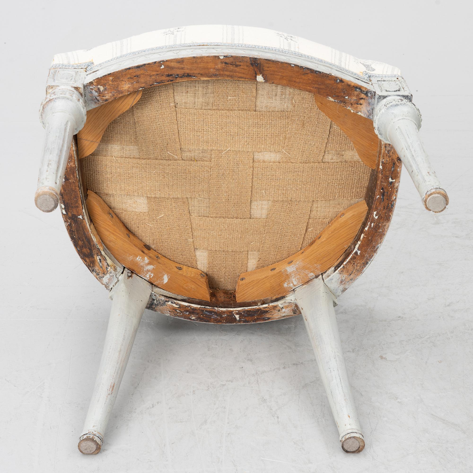 Anders Svensson i Stekered possibly, a pair of Gustavian chairs, Lindome, late 18th century.