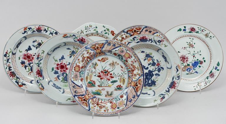 PARTI PORSLIN, 11 delar, Kina, 1700-tal.