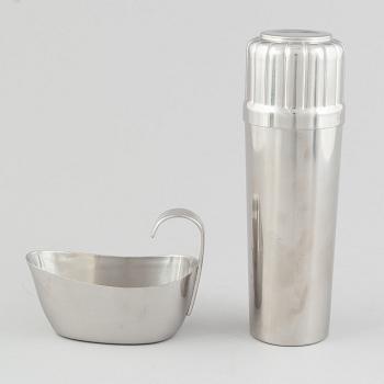 Folke Arström, besticksservis, 92 delar, samt bricka, såssnipa och shacker, rostfritt stål, "Thebe", Gense.