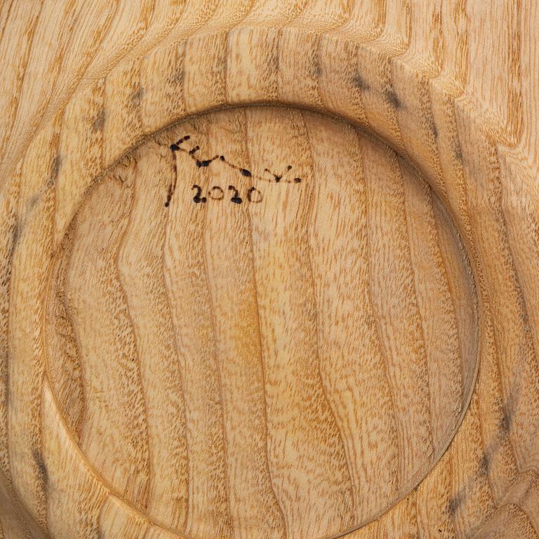 Magnus Ek, a set of seven ash wood plates for Oaxen Krog, 2020.
