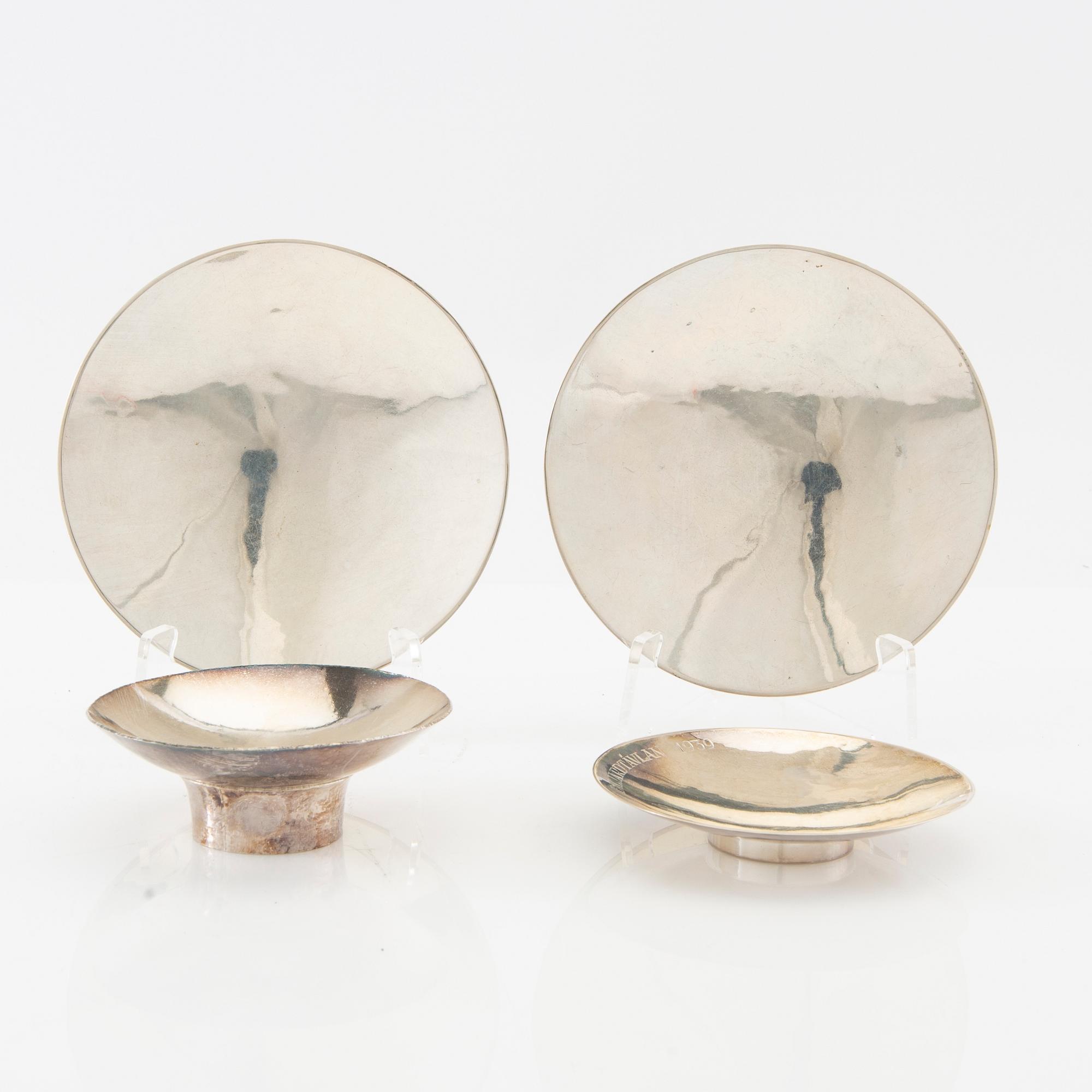 Bowls/dishes 4 pcs silver Håbe Gothenburg 1930s.