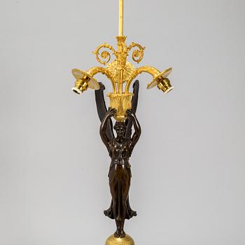 An empire style ormolu table lamp, second half of the 19th century.