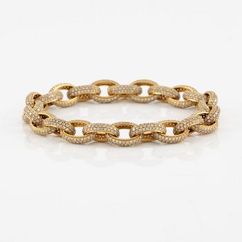 Armband 18K guld med åttkantslipade diamanter totalt ca 7.63 ct,.