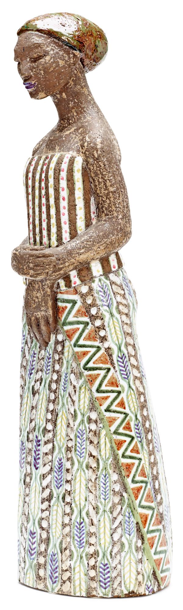 A Mari Simmulson stoneware sculpture of a woman, Upsala-Ekeby, nr 48/50.