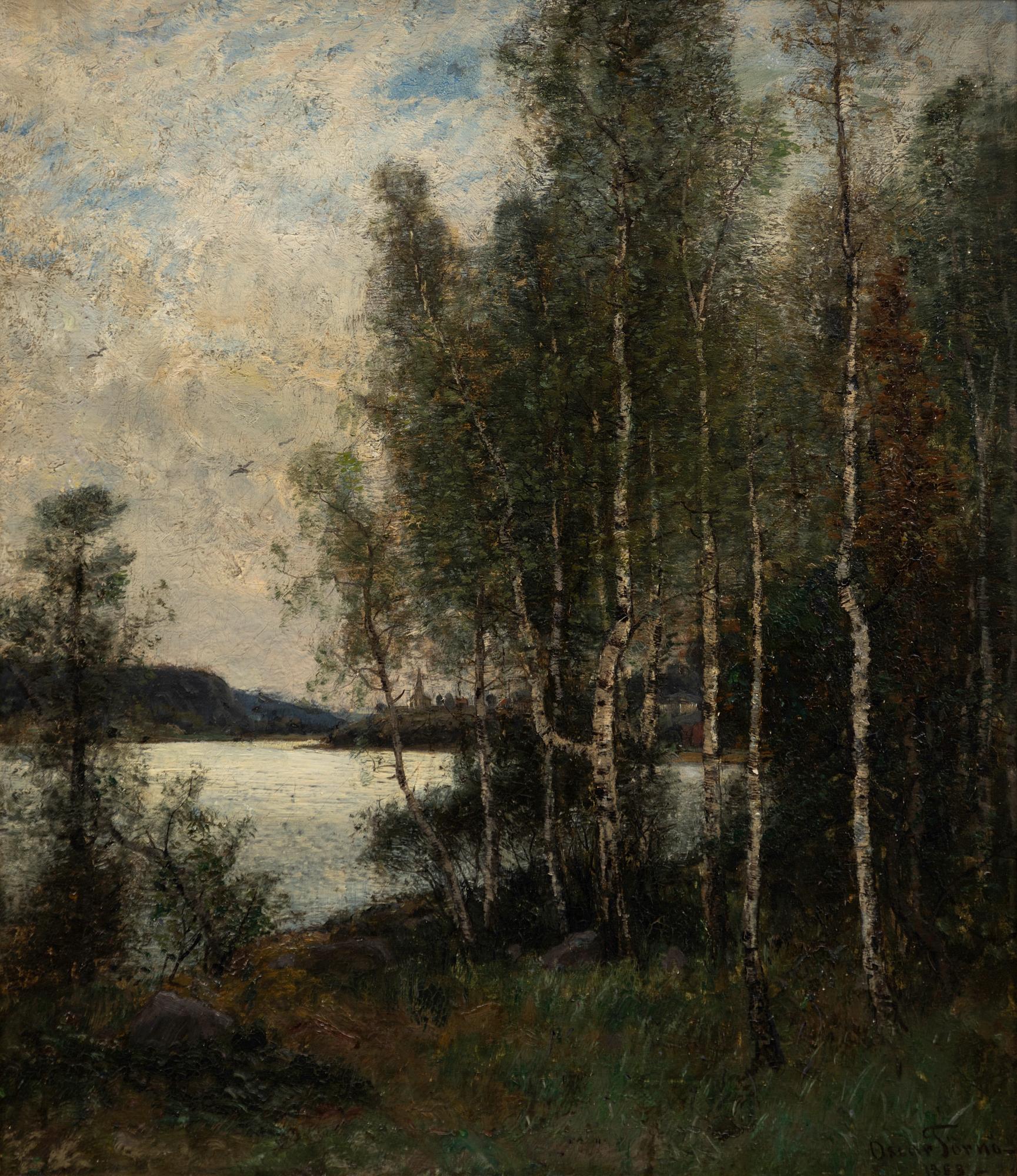 Oscar Törnå, River Landscape with Birches.