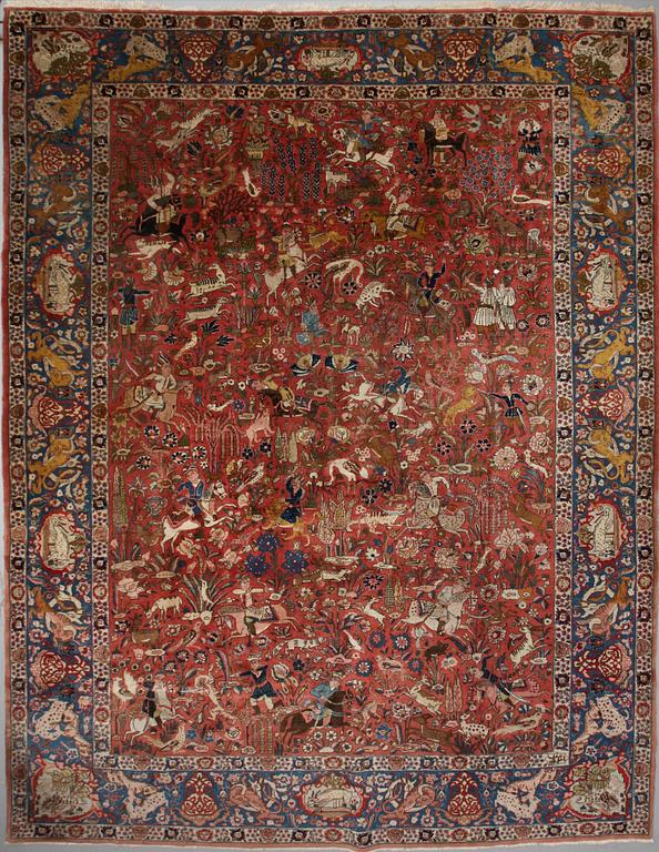 MATTA. Täbriz, figural, semiantik/antik, sign. 393x298.