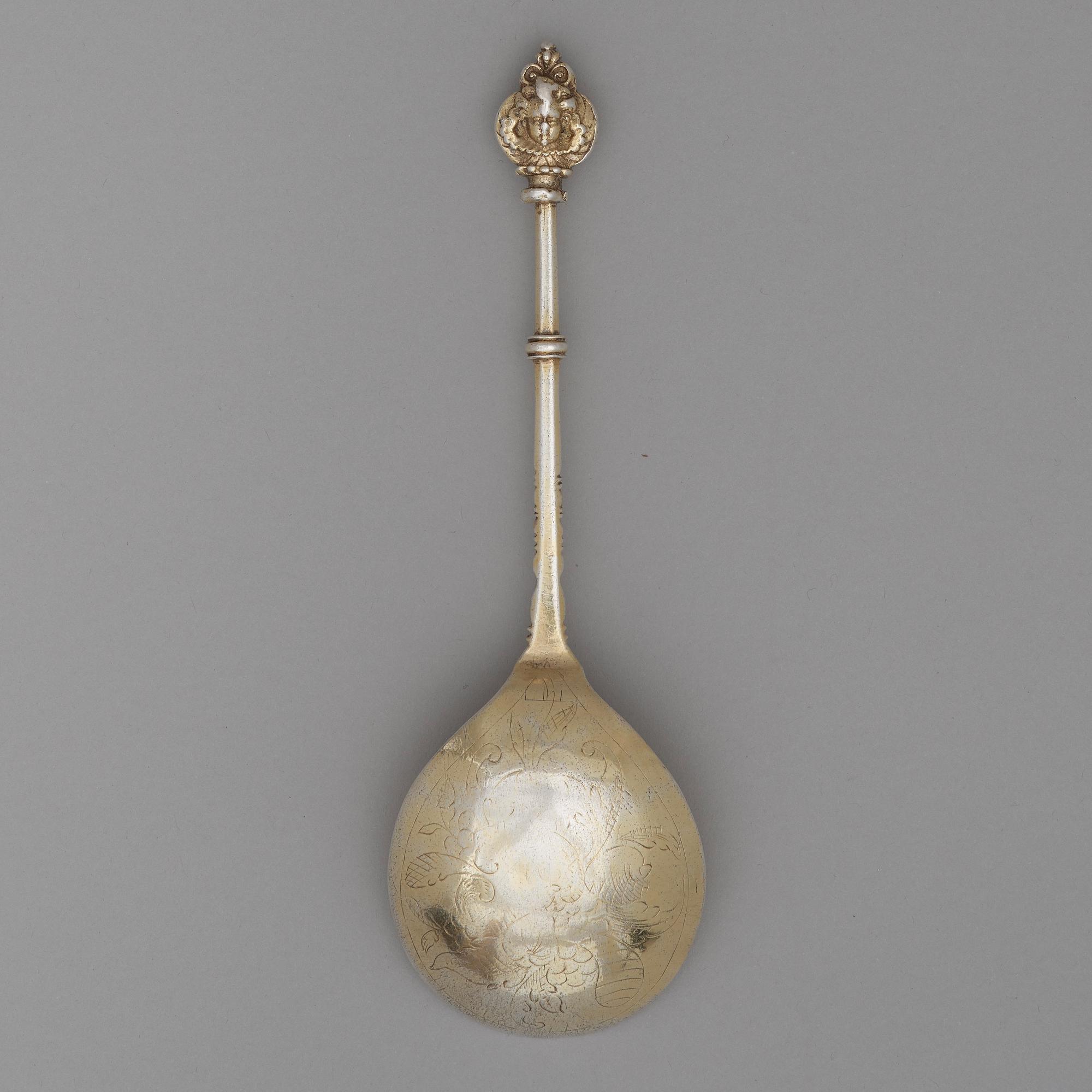 A Swedish 17th century silver-gilt spoon, unmarked.