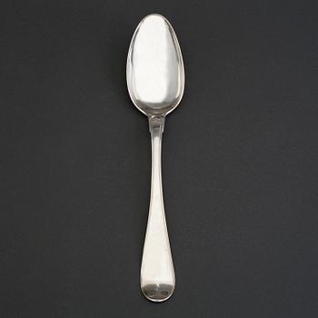 A silve spoon by JOHAN WILHELM ZIMMERMANN, Stockholm, 1791.