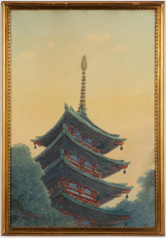 Two Japanese watercolours, including Y. Matsumoto, 20th century.