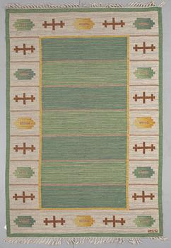 276. RUG. Flat-weave (Rölakan). Signed AGS (Anna-Greta Sjöquist). Sweden around the middle of the 20th century.