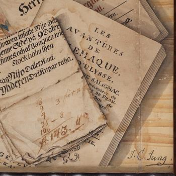 Johan Caspar Jung, Trompe l'oeil med böcker och spelkort.