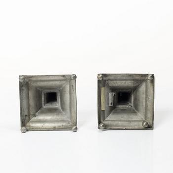 A pair of peuter candlesticks by Petter Höijer, Örebro (1796-1819).