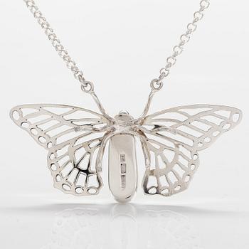 A sterling silver necklace "Butterfly" with dichroic glass. Ru Runeberg 2019.